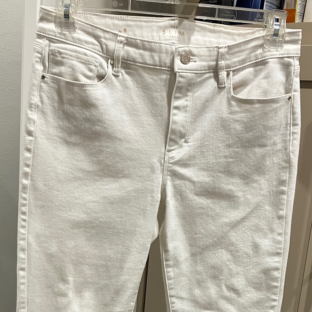 White House Black Market Size 8 White Crop Jeans